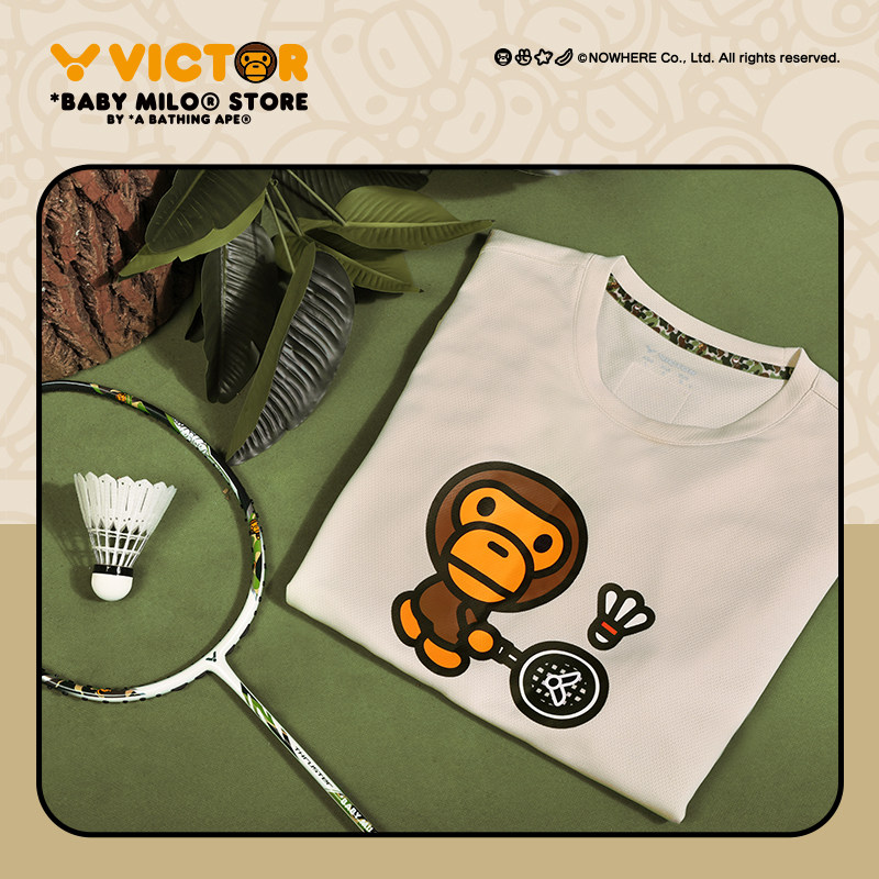 VICTOR威克多胜利羽毛球服透气短袖BABY MILO安逸猿联名款T-503BM,淘宝优惠券,粉丝福利购,淘宝优惠卷
