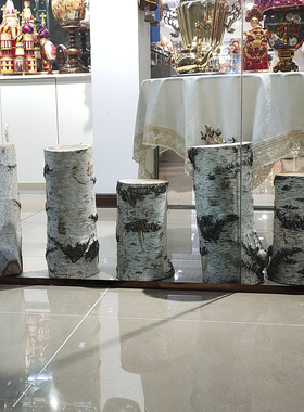 木墩子凳子原木木头树桩摆件天然枯木树桩白桦树干木段根雕换鞋凳