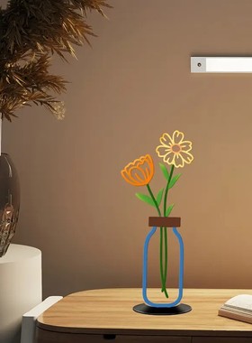 2d平面彩印花瓶花插墙壁剪影室内客厅背景墙工艺品装饰摆件