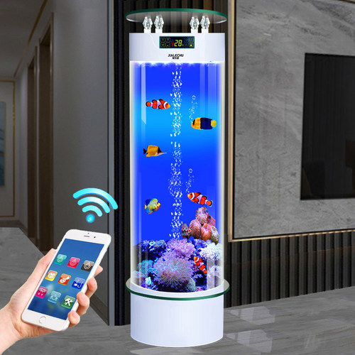 鱼缸客厅中小型2025新款智能圆柱型落地立式亚克力免换水生态鱼缸 - 图2