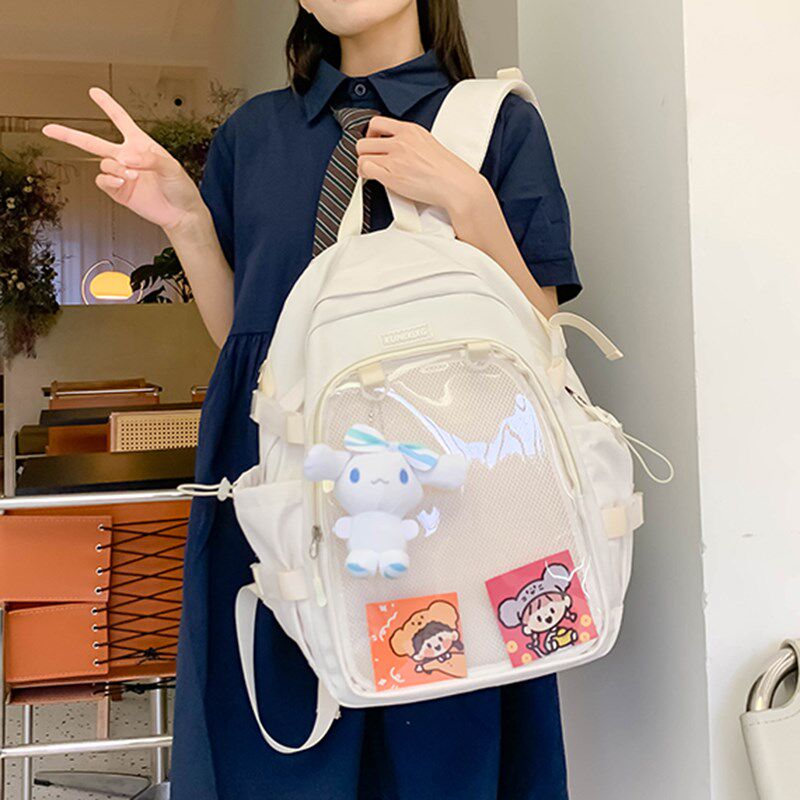 痛包双肩包透明层可放20cm娃背包D高颜值黑色书包女生小学生大容,淘宝优惠券,粉丝福利购,淘宝优惠卷