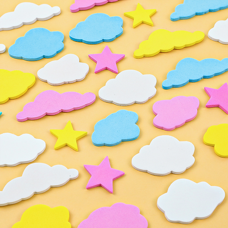 EVA海绵铁丝气球儿童生日蛋糕装饰插牌泡沫云朵月亮五角星星插件 - 图1