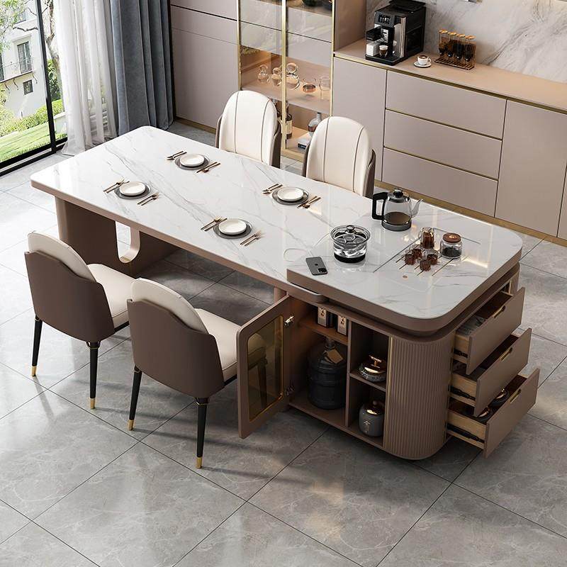 岛台餐桌轻奢高级感2025年新款倒台一体饭桌可伸缩带电磁炉吧台桌,淘宝优惠券,粉丝福利购,淘宝优惠卷