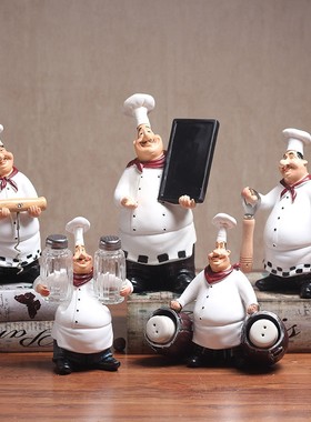 创意复古人物厨师摆件家居装饰品酒店酒柜蛋糕店餐厅厨房摆设礼品
