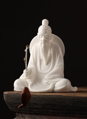 中式姜太公钓鱼大号陶瓷盆栽微景观人物渔翁摆件鱼缸桌面造景装饰
