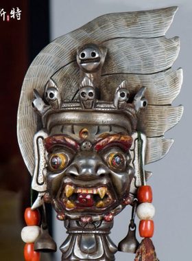 尼泊尔手工铁做旧 飘带金刚宝杵带底座居家马头金刚宝橛 高60.5cm