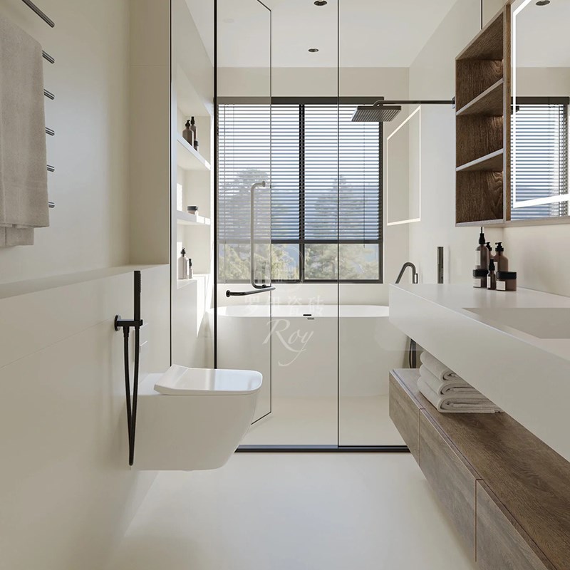 法式奶油色卫生间墙砖柔光奶白厕所微水K泥瓷砖厨房浴室地砖咖色 - 图3