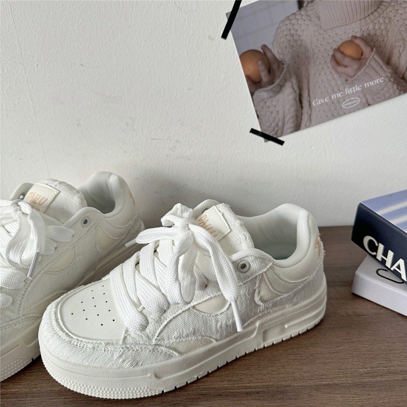 喜叔 小众风厚底小n白鞋国潮男女百搭面包鞋学生运动滑板鞋子,淘宝优惠券,粉丝福利购,淘宝优惠卷