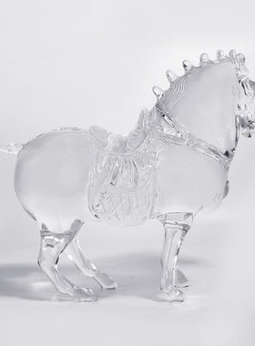 现代新中式透明马头摆件样板房客厅玄关艺术品酒店别墅动物装饰品