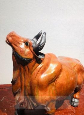 陶瓷工艺品石湾公仔家居装饰品礼品客厅 招财生肖摆件牛气冲天促