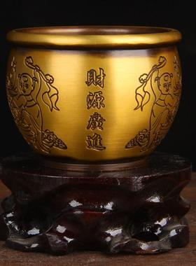 实心铜缸摆件 铜鱼缸摆件 铜聚宝盆缸摆件 铜 工艺品 家居 摆件