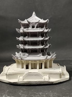 手工制水泥黄鹤楼摆件古代风格建筑模型微景观水族鱼缸造景装饰