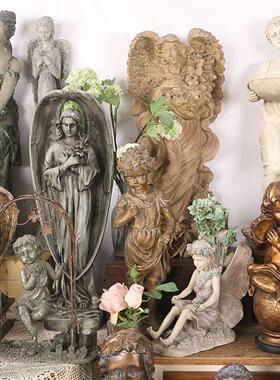 欧式覆古做旧树脂人物摆件家居户外庭院摆放阳台装饰落地创意道具