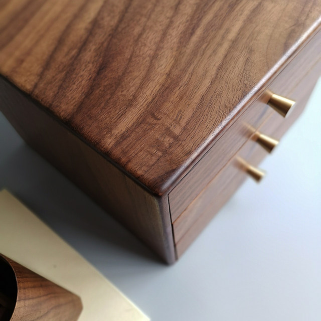 Sansi Workshop Black Walnut Desktop Drawer Storage Box Solid Wood Documents Office Documents W Files and Decorations Box Storage