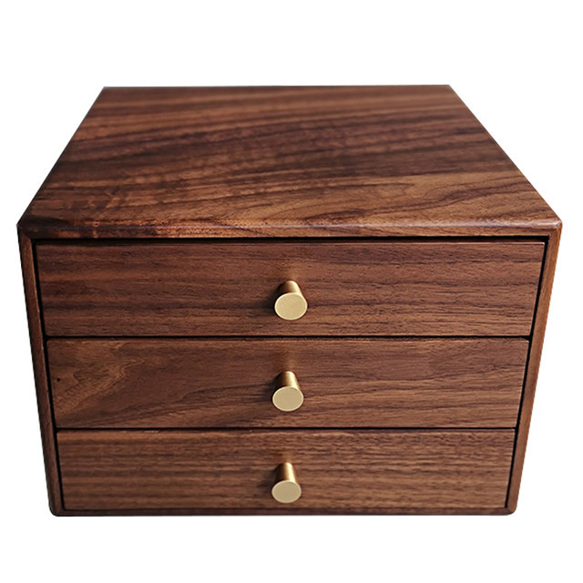 Sansi Workshop Black Walnut Desktop Drawer Storage Box Solid Wood Documents Office Documents W Files and Decorations Box Storage
