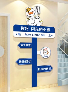 班级公约立体壁贴纸教室布置装饰材料幼儿园楼梯墙面环创路牌网红