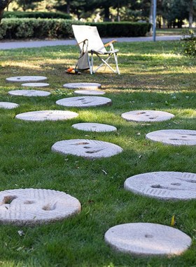 仿石磨铺路石户外花园装饰汀步石庭院草坪脚踏石园林景观造景摆件