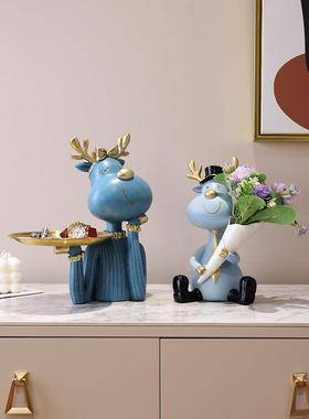 鹿插花摆件电视柜酒柜餐边柜装饰品轻奢新婚结婚礼物创意仿真花艺