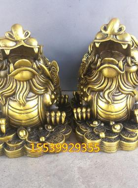 纯铜貔貅财富如意铜钱元宝貔貅黄铜器家居工艺品桌面摆件