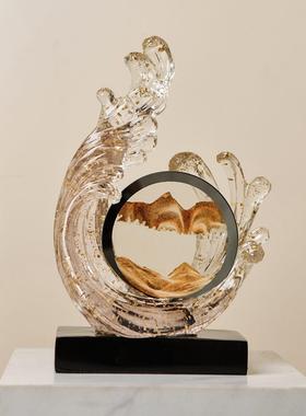 风生水起流沙画 画客厅摆件轻奢高档电视柜酒柜办公室装饰品2025