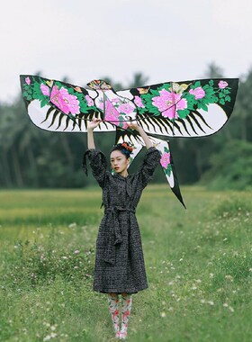 潍坊大号纸鸢风筝大人专用专业级高档沙K燕国朝风青花瓷拍照道具