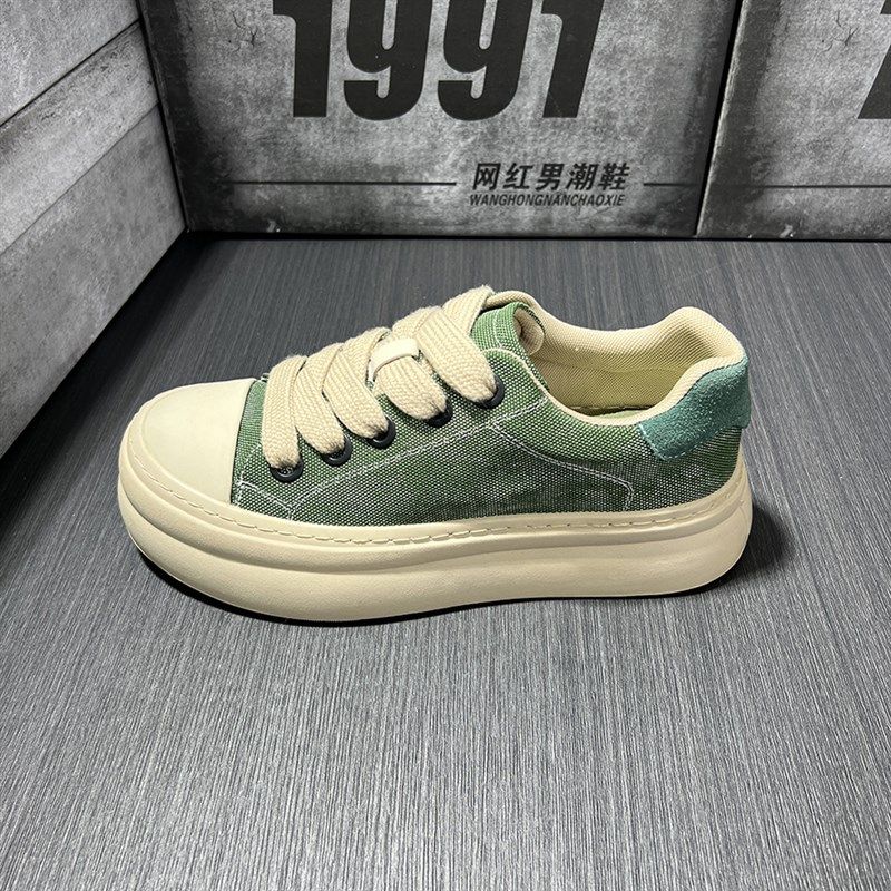 2025春季新款软底板鞋低帮w系带休闲鞋男帆布透气韩版潮流小众男,淘宝优惠券,粉丝福利购,淘宝优惠卷
