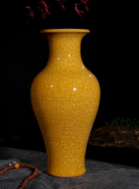 景德镇黄色陶瓷花瓶办公室摆件客厅电视柜家居装饰玄关酒柜工艺品