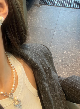 西太后爱心珍珠手链耳钉小众时髦