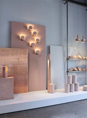 服装店展厅黄洞石底座o雕塑台陈列桌圆柱体空心落地台装饰展示台