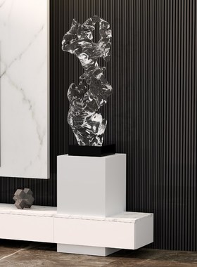 抽象艺术透明雕塑新o中式太湖石落地摆件酒店大堂茶室样板间装饰