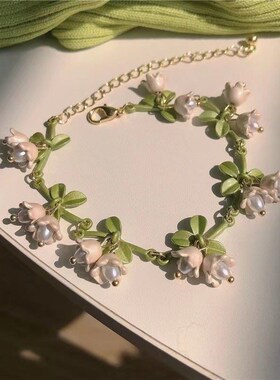 白色仙美铃兰花手链女学生ins超仙森系少女N锁骨链送闺蜜礼物气质