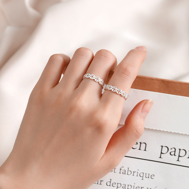 足银999纯银复古戒指女高级感平安钱币简钱多多戒指,淘宝优惠券,粉丝福利购,淘宝优惠卷