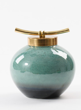 新中式创意陶瓷储物罐摆件样板房售楼客厅电视柜酒柜书房软装摆设