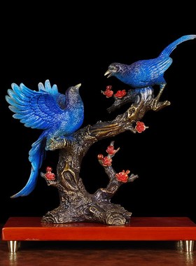 黄铜喜鹊摆件喜上眉梢喜庆结婚送礼品创意乔迁新居婚房客厅装饰品