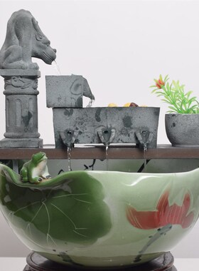 养鱼增氧过滤器陶瓷鱼缸循环流水造景招财摆件庭院室外鱼池流水石