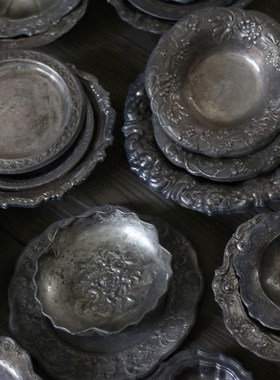 镀银果盘小盘 复古艺术装饰摆件 西洋旧物 Vintage美食拍摄道具