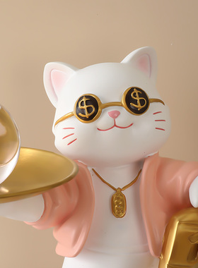 招财猫摆件玄关钥匙收纳家居电视柜入户门鞋柜装饰品乔迁新居礼品