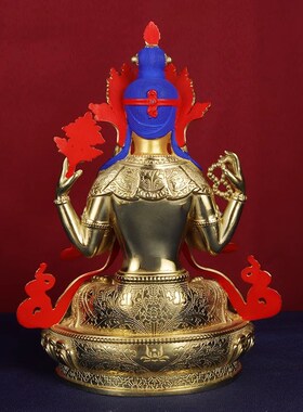 四臂观音佛像纯铜藏传鎏金西藏居家供奉摆件5寸7寸1尺10寸20寸1米