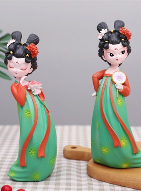 国风创意古风唐仕女汉服少女摆件玄关家居装饰客厅唐宫夜宴侍女摆