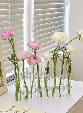 可折叠试管玻璃花瓶设计感看客厅