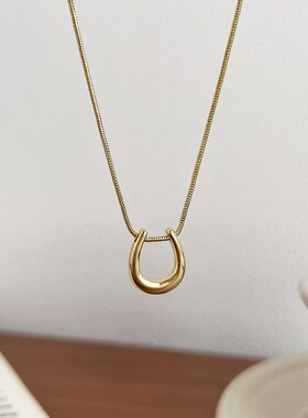 U型毛衣链轻奢小众项链配饰女气质金色高级感锁骨链吊坠简约链条