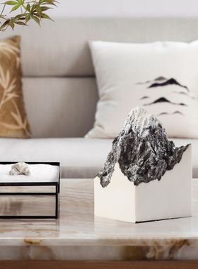 新中式艺术品雕塑摆件办公室假山石头K酒店样板间客厅软装饰品