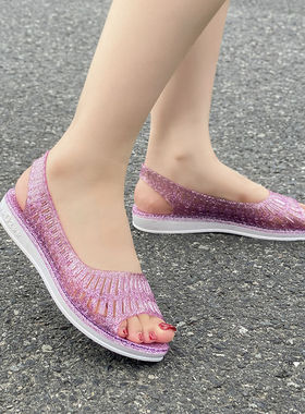 水晶果冻女凉鞋沙滩外穿百
