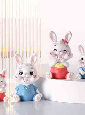 治愈系可爱兔子办公室桌面摆件少女心房间布置卧室装饰品小摆设