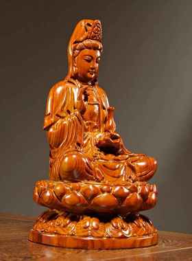 花梨木雕观音菩萨佛像摆件实木工艺品观世音家居红木客厅摆设公司