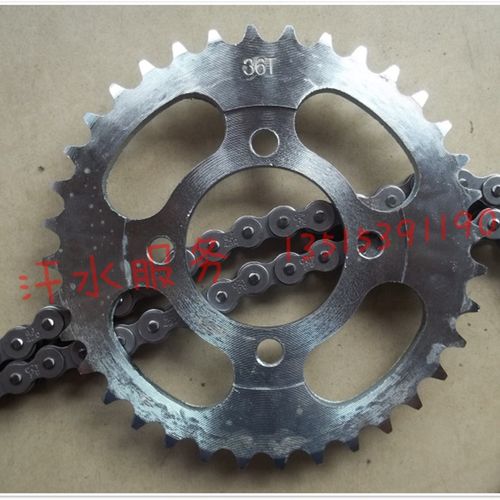 弯梁摩托车配件QJ100-4大阳100套链链条前后链轮大小牙盘 - 图0