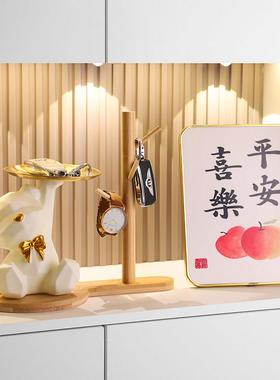 创意可爱暴力熊入户玄关钥匙收纳托盘摆件家居简约客厅装饰品摆件