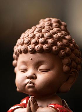 久造中式陶瓷宝宝佛禅意摆件办公室茶桌桌面装饰品可爱太子佛茶宠