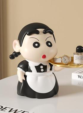 入户玄关摆件蜡笔小新带托盘钥匙收纳进门口鞋柜装饰乔迁新居礼品