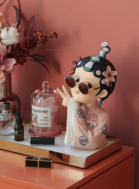 国潮艺术京剧女孩摆件家居装饰品客厅电视柜酒柜玄关乔迁新居礼物